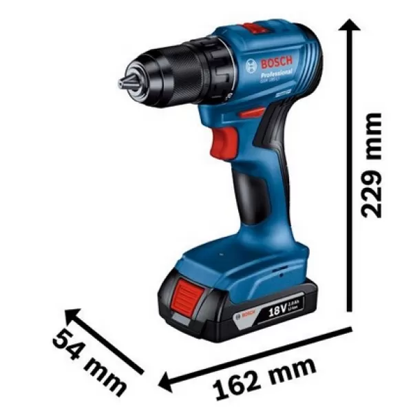 Aku kombinovaná sada 18V 2x2,0Ah GDR 18V-215 + GSR 185-LI + 2× 2,0 AH + GAL 18V-20 + pouzdro Bosch 06019N2023