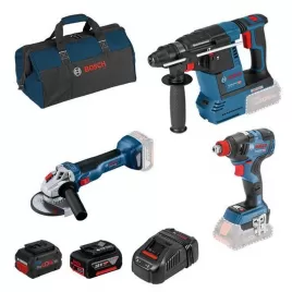 Aku sada Bosch GBH 18V-26 + GDX 18-200 C + GWS 18V-10 + 1×5,0Ah + 1×8,0Ah 0615990M9F