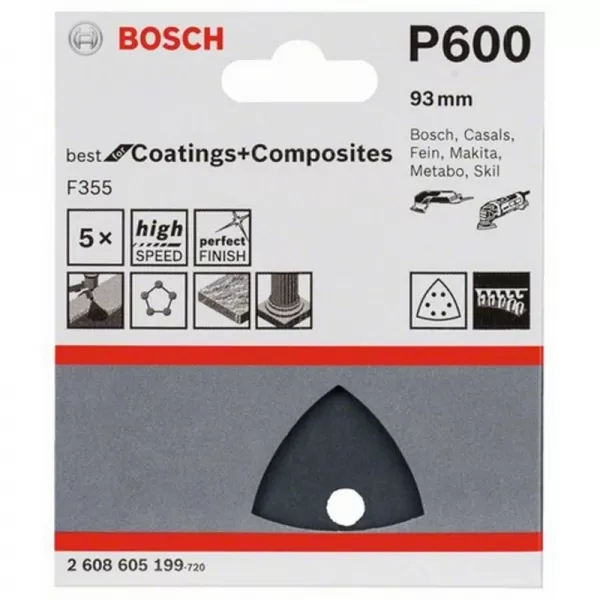 5dílná sada brusných papírů Bosch 93 mm, 600 2608605199