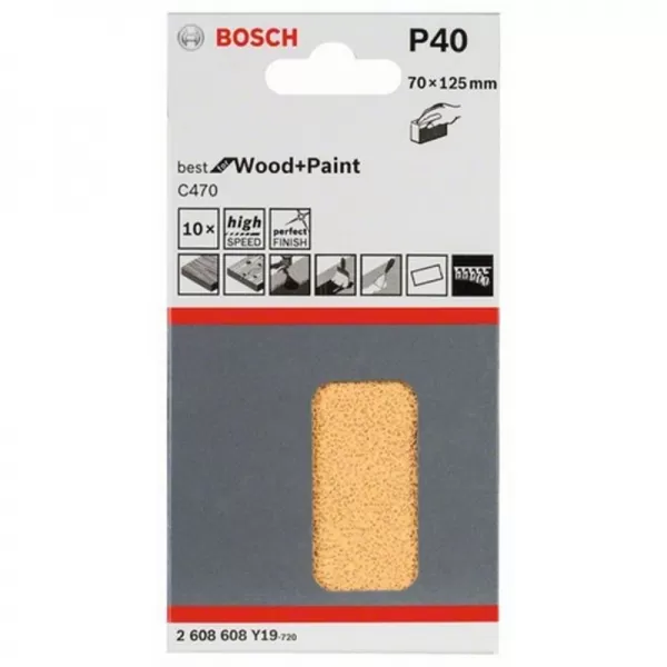 Brusný papír C470, 70 x 125 mm, 40, balení 10 ks Bosch 2608608Y19