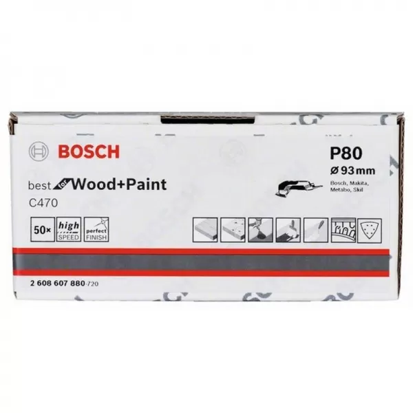 Brusné papíry pro delta brusky EXPERT C470 93 mm, P80, 50 ks Bosch 2608900928