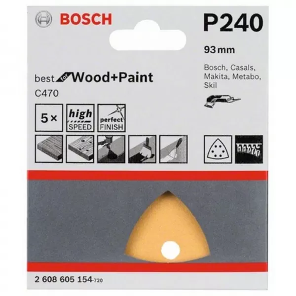 5dílná sada brusných papírů 93 mm, 240 Bosch 2608900829
