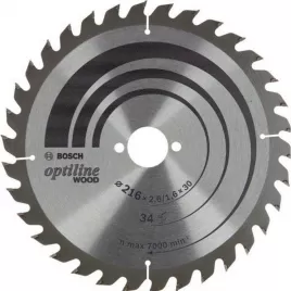 Pilový kotouč Optiline Wood 216 x 30 x 2,6/1,6 mm, 34 Bosch 2608838409