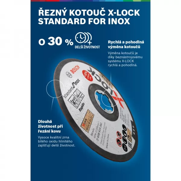 Řezný kotouč na kov Standard for Inox 115mm Bosch X-LOCK 2608619261