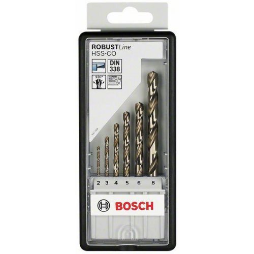 Sada vrtáků do kovu Robust Line HSS-Co, 6dílná 2; 3; 4; 5; 6; 8 mm Bosch 2607019924