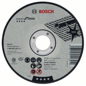 Dělicí kotouč rovný na nerez (Inox) AS 46 T INOX BF, 125 mm, 22,23 mm, 1,6 mm Bosch 2608600220