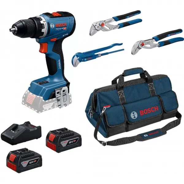 Aku vrtací šroubovák 18V/2x5,0Ah GSR 18V-65 + 3 instalatérské kleště Bosch 0615A5007J