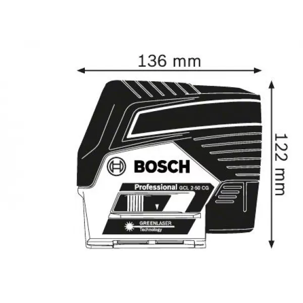 Křížový laser Bosch GCL 2-50 CG Professional + aku 2,0Ah + L-Boxx 136