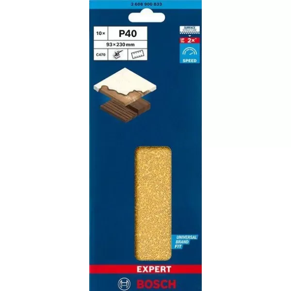 Brusné papíry EXPERT C470 s 8 otvory pro vibrační brusky 93 × 230 mm, P40, 10 ks Bosch 2608900833