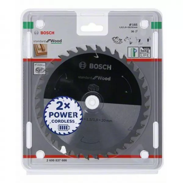 Pilový kotouč Standard for Wood pro akumulátorové pily 165 × 1,5/1 × 20 T36 Bosch 2608837686