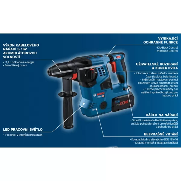 Aku vrtací kladivo 18V bez aku SDS plus Bosch GBH 18V-28 C 0611920000