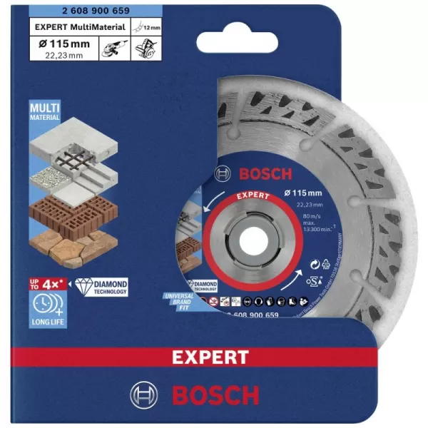 Diamantový řezný kotouč EXPERT MultiMaterial 115 × 22,23 × 2,2 × 12 mm Bosch 2608900659