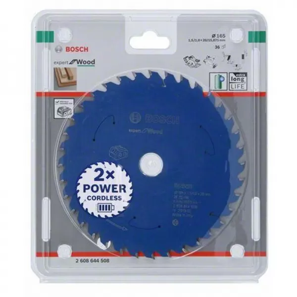 Pilový kotouč Expert for Wood pro akumulátorové pily 165×1,5/1×20 T36 Bosch 2608644508