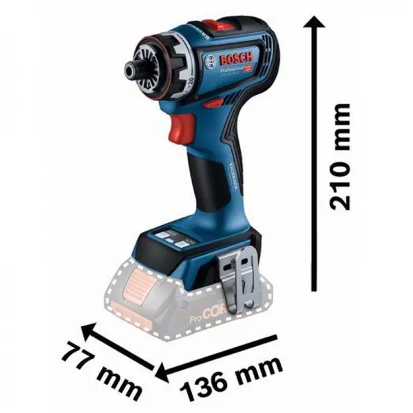 Aku vrtací šroubovák 18V bez aku Bosch GSR 18V-90 FC + GFA 18-H 06019K6204
