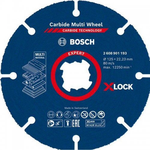 Víceúčelový řezný kotouč EXPERT Carbide Multi Wheel X-LOCK 125 mm, 22,23 mm Bosch 2608901193